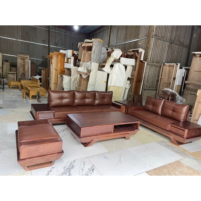Bộ sofa gỗ nệm cao cấp - Mẫu 09